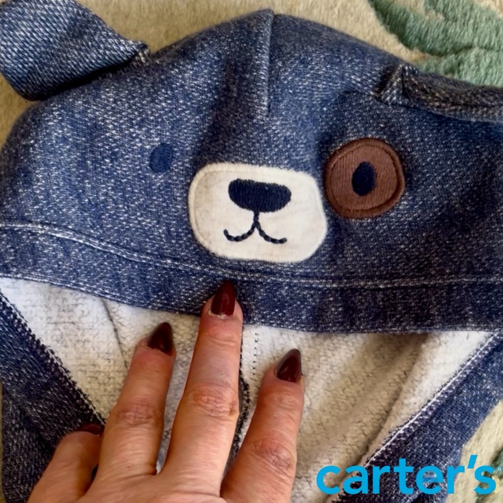 Carter's Navy Bear Hoodie with Ears - Picture 5 of 7